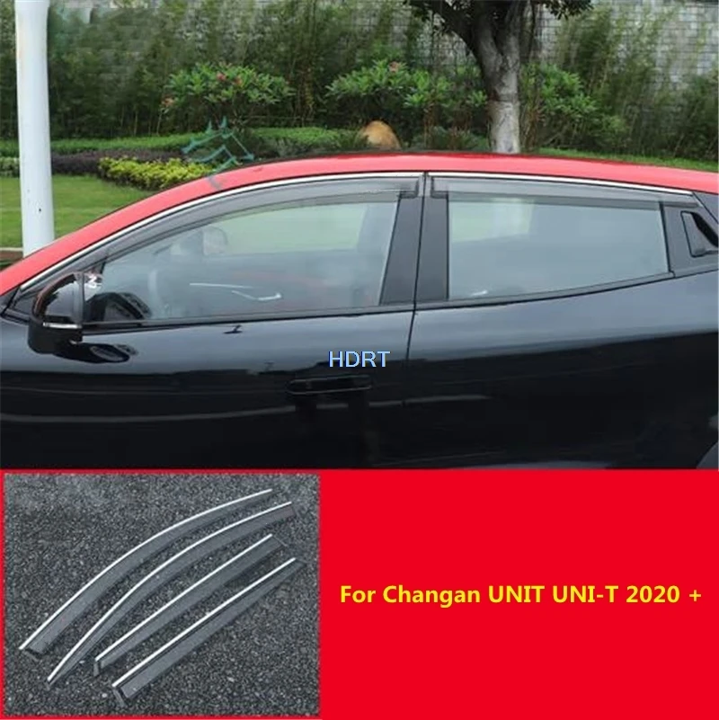 Car Style Sun Rain Vent Screen Shelter Weather Shield Trim For Changan UNIT UNI-T 2020 + Window Visor Wind Deflector Guard Cover