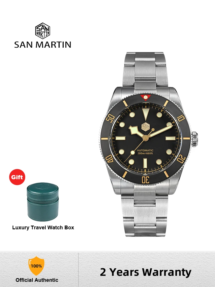 San Martin Watch BB54 Retro Men 37mm Diving Watch NH35 Mechanical Stainless Steel Watches Waterproof 20Bar SN0138 Sapphire Glass