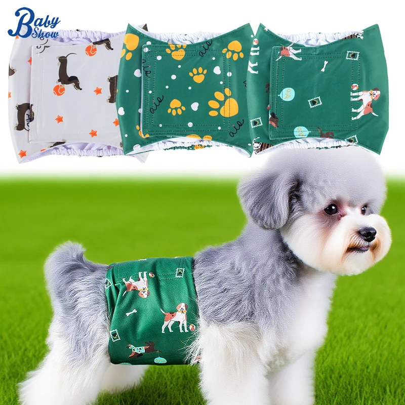 1pc Cute Dog Paw Print Reusable Male Dog Diaper Washable Belly Bands for Male Dogs Wraps Fashion Dog Diaper Doggie Diapers