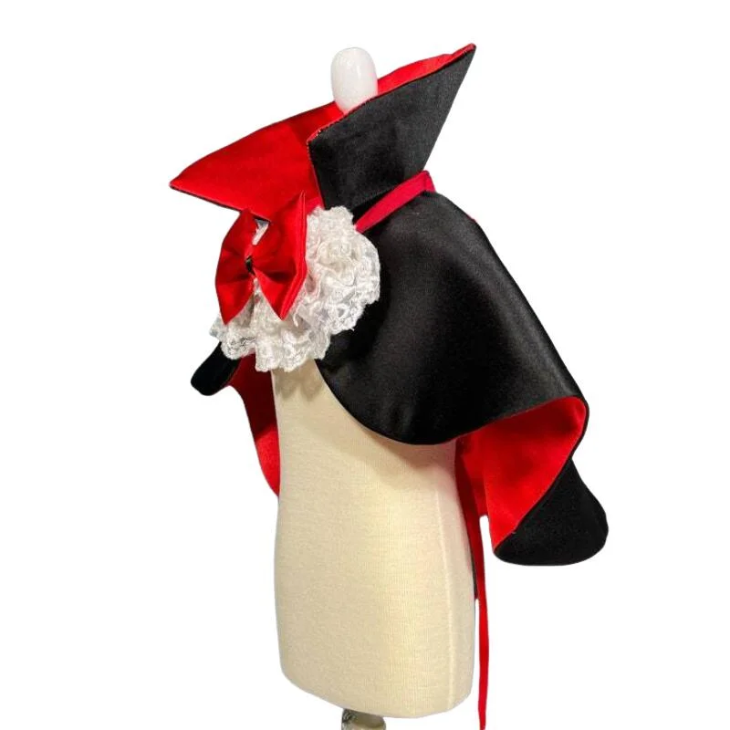 Katzen- und Hundekostüm: Gotischer Satin-Umhang für Halloween, Karneval und Cosplay für Kleine und Mittelgroße Haustiere – Detail 6