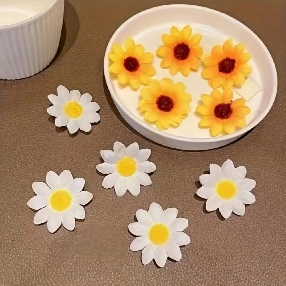 10Pcs Fabric Artificial Flower Hair Clips Lightweight Artificial Flower Daisy Flower Clips Metal Clip Colorful