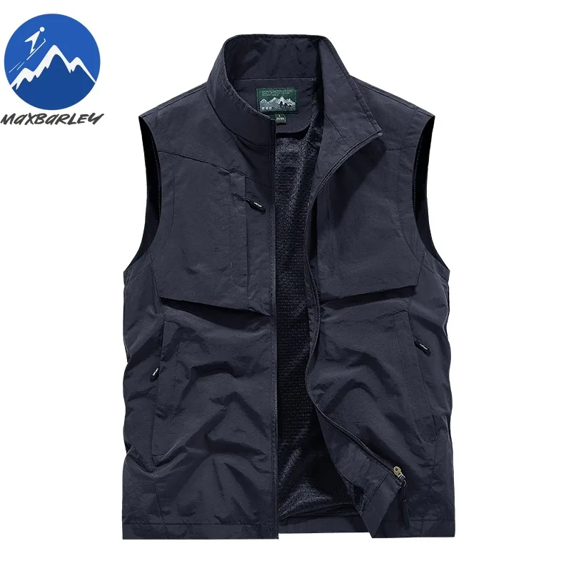 

Loose Men Vest 2026 Outdoor Work Thin Breathable Sleeveless Jacket Trendy Casual Stand Collar Travel Comfort Spring Autumn Vests