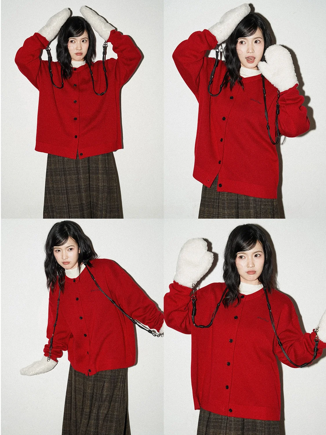 

JINGU een Label Knitted round Ne irt Embroidered Letter Design Single Button Casual Loose Fit Long Sve Women's Cardigan