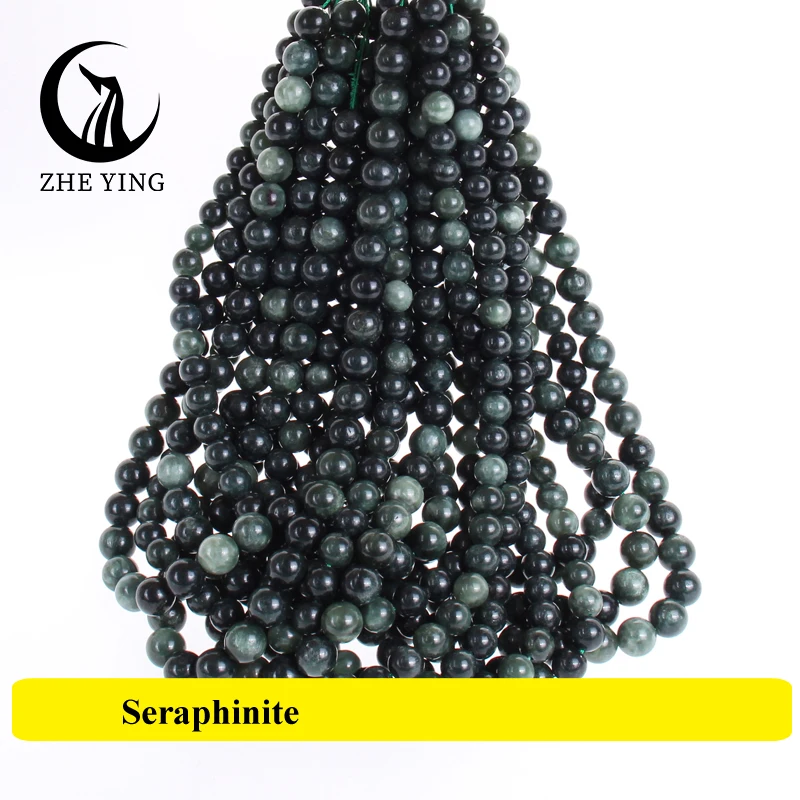 100% Natural Seraphinite Gemstone Beads Round Loose Stone Beads For Jewelry Making Diy Bracelet Necklace Accessories