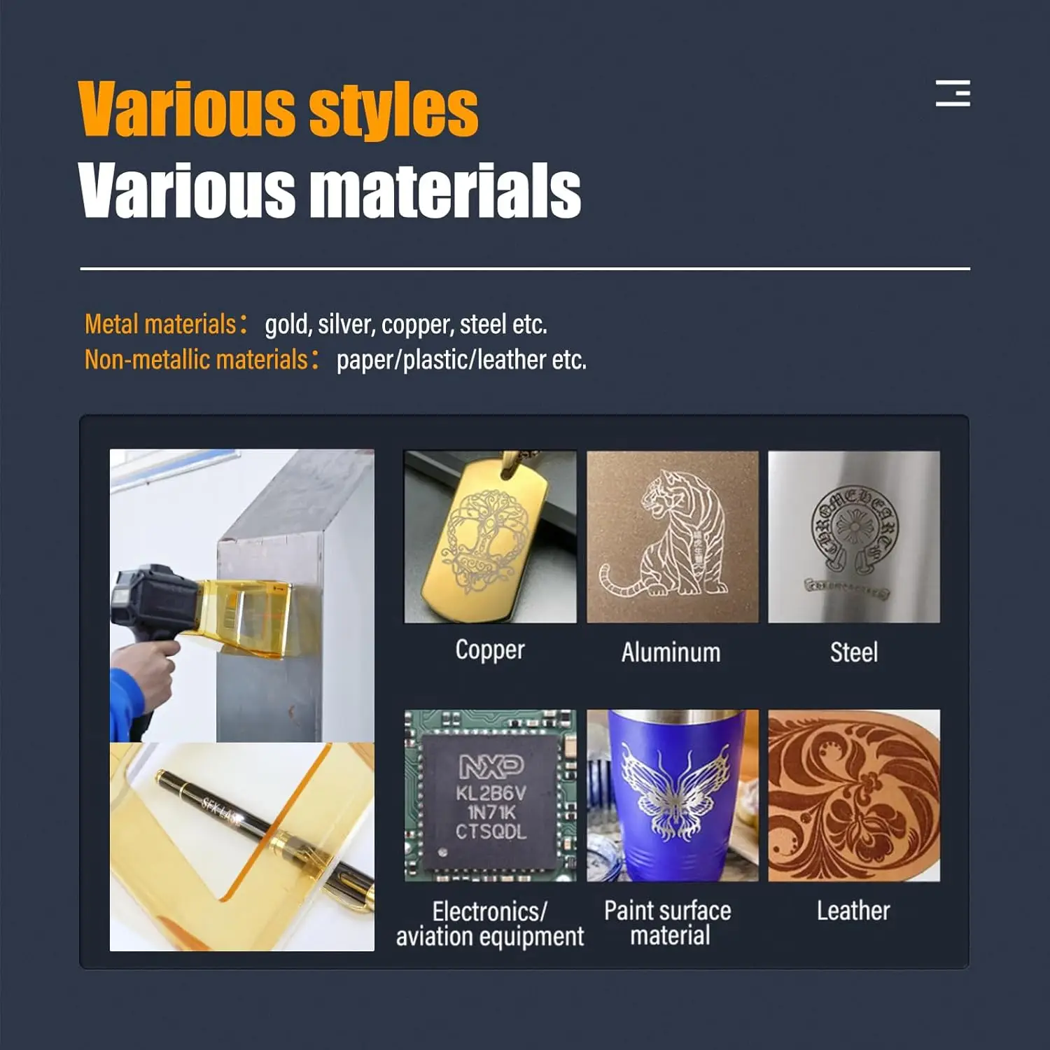 آلة تحديد الليزر المحمولة الصغيرة آلة النقش بالليزر من الألياف المعدنية