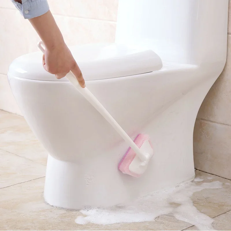 Multi-function Long Handles Sponge Brush Kitchen Bathroom Cleaning Sponge Brush Plastic Handle Sponge Bath Bottom Bathtub Brush