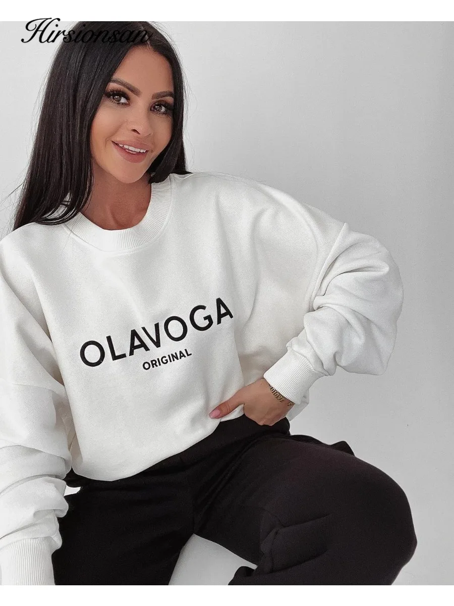 Hirsionsan س الرقبة الصوف "OLAVOGA" رسالة Ins البلوز المرأة 2025 خريف جديد وصول