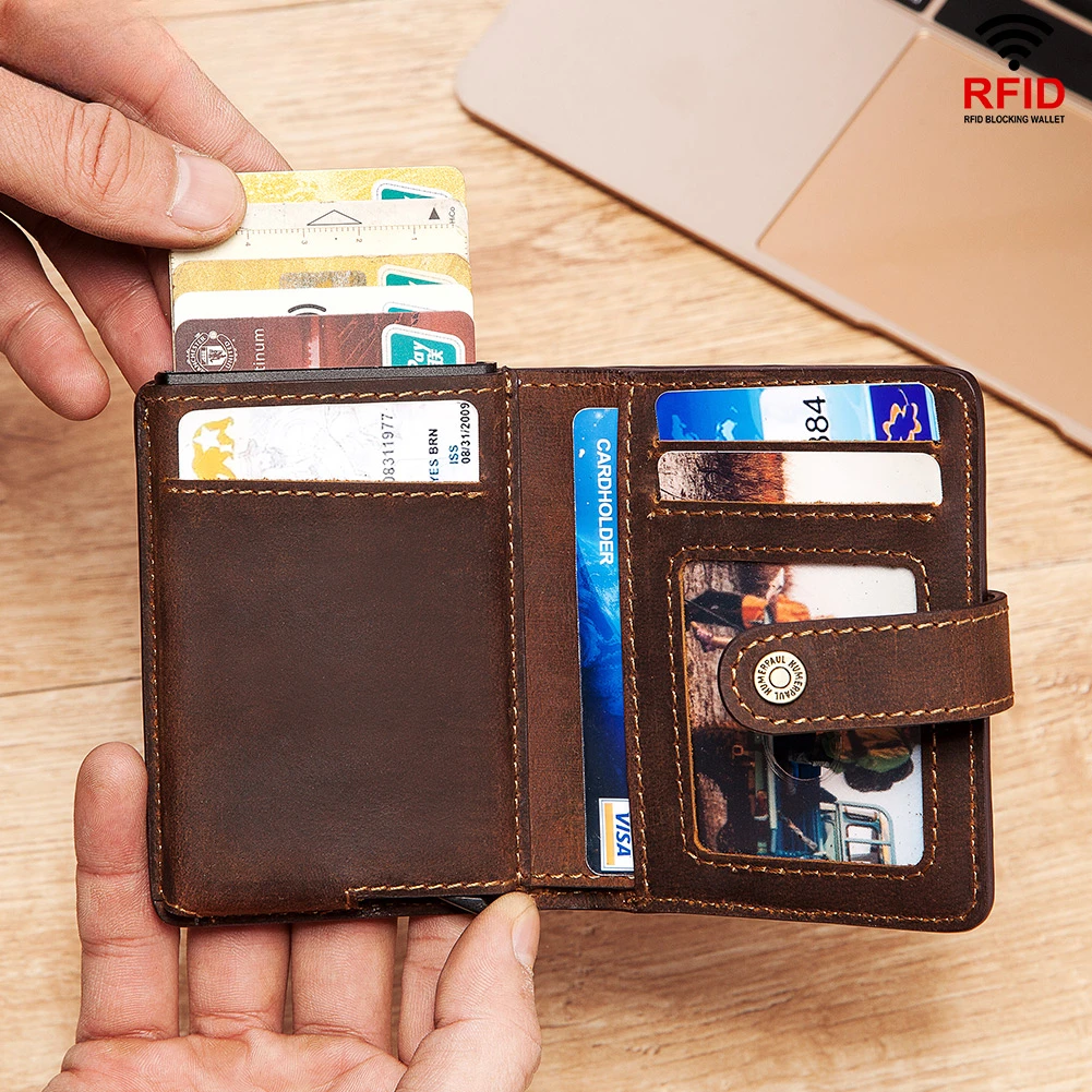 

Thin Genuine Leather Man Wallets Credit Card Case ID Holder Short Zipper Purse Credential Bag Luxury Business Slim Male Walet