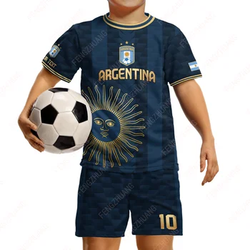 Argentina Soccer Jersey Absorb Sweat Outdoors Kids Youth Adult Soccer Uniforms Shirts Shorts Adult&Kid Jersey Set