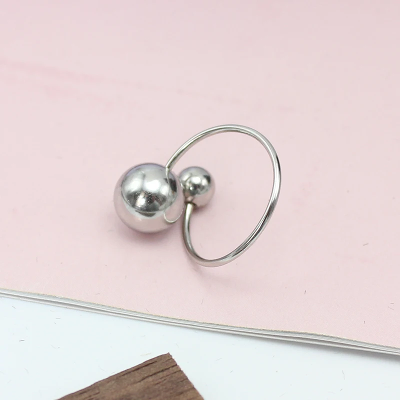 الفولاذ المقاوم للصدأ سلسلة سميكة المشاركة المفتوحة ضبط خواتم للنساء العصرية الفضة اللون هندسية مجوهرات هدية عيد الحب #5