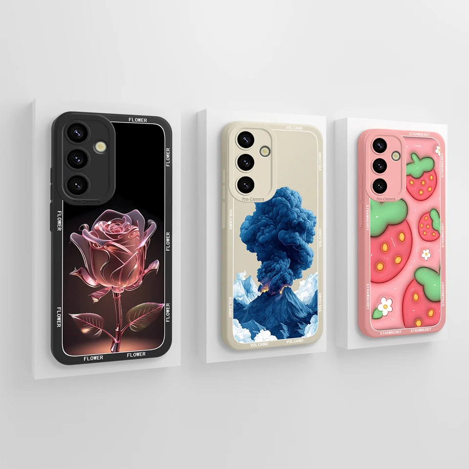 

Для Samsung Galaxy S24 FE S24 Plus S24 Ultra чехол Strawberry Rose противоударный противоударный чехол для предотвращения падения для пожилых людей для samsung s24 Coque