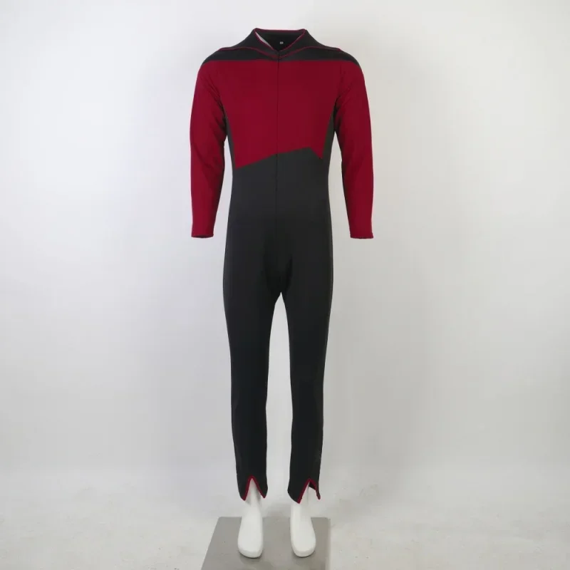 

Trek star the next generation JL Picard red Starfleet uniform jumpsuit St Halloween costume men prop