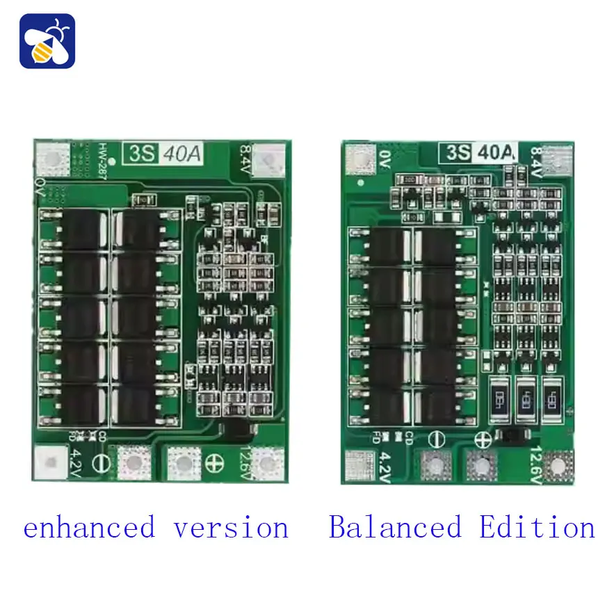 bms 3s 11.1V 12.6V 18650/26650/Lithium Polymer Battery Protection Plate with Equalisation Startable Drill 40A Current