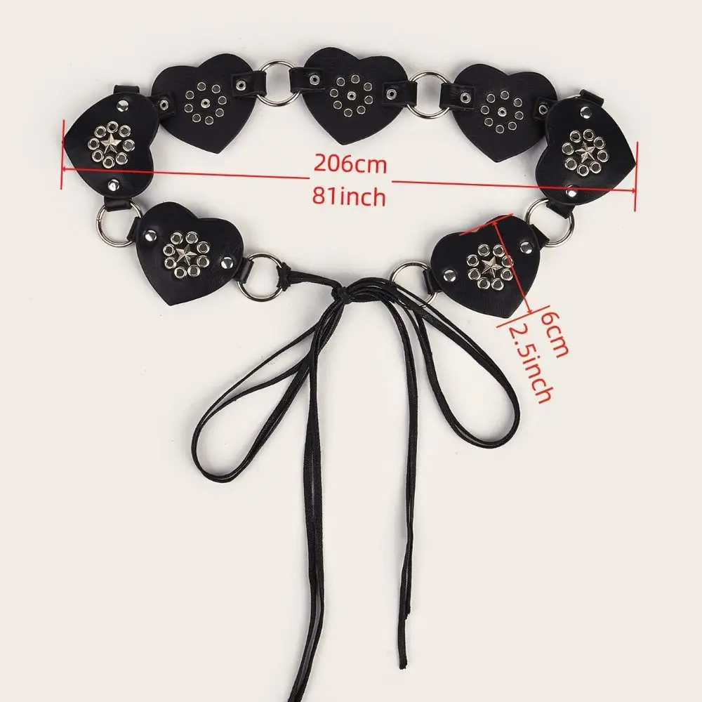 فاسق برشام معدني حزام التوابل الفتيات Y2K حزام القلب واسعة الحب بو الجلود حزام الجينز الزخرفية