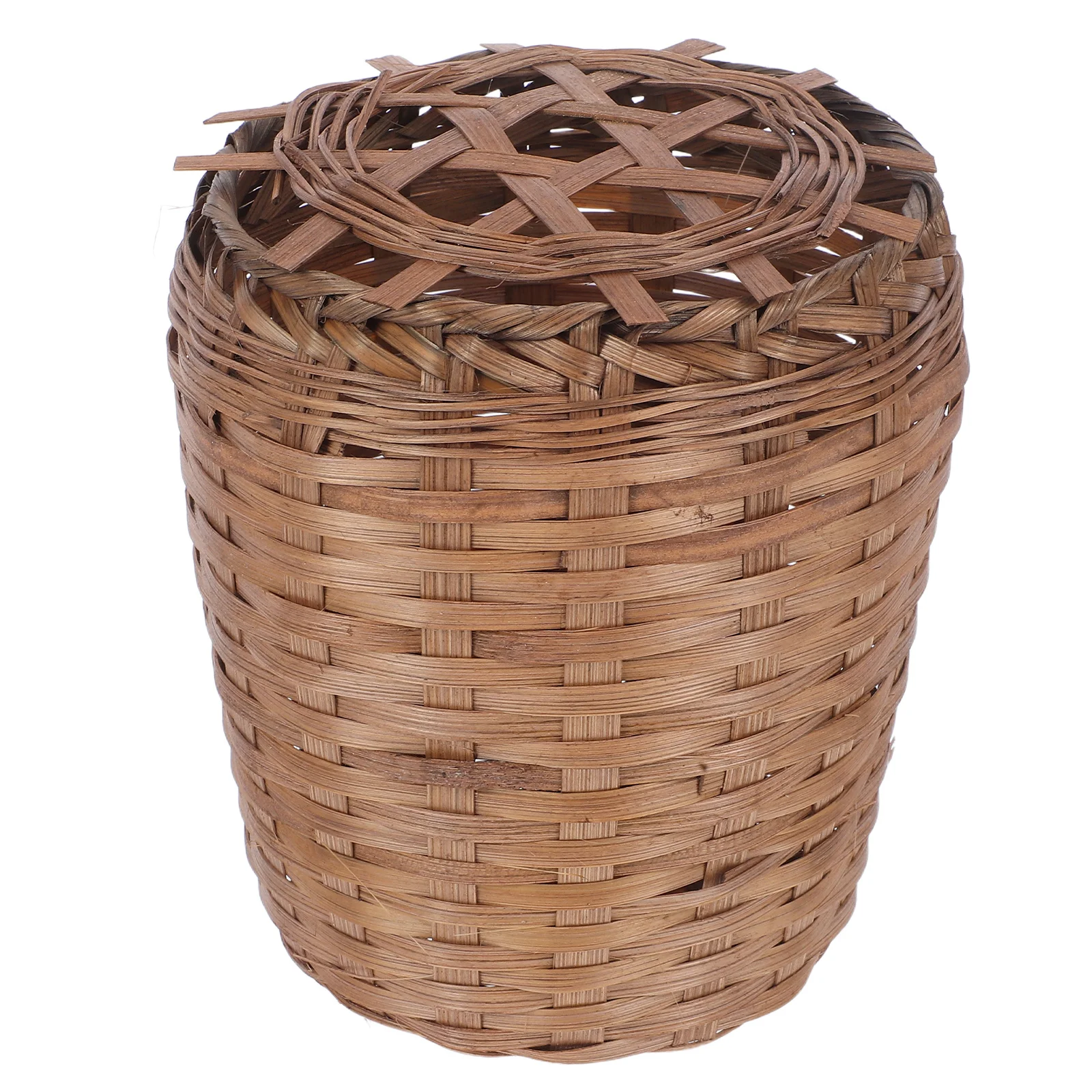

Desk Woven Trash Can Bathroom Basket Vintage Rattan Garbage Container Bin Bedroom Litter