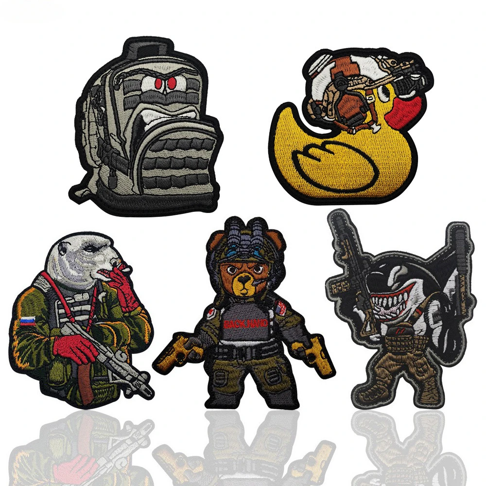 

Tactical Bear Morale Badges Military Backpack Shark Warrior Embroidery Patch Hook&Loop forward Skull Patches Backpack Stickers