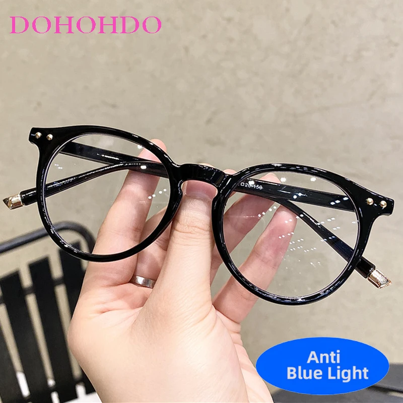 

Retro Round Frame Rivets Decoration Reading Optical Protection Women Men Glasses Luxury Brand Computer Anti-Blue Light Eyewear