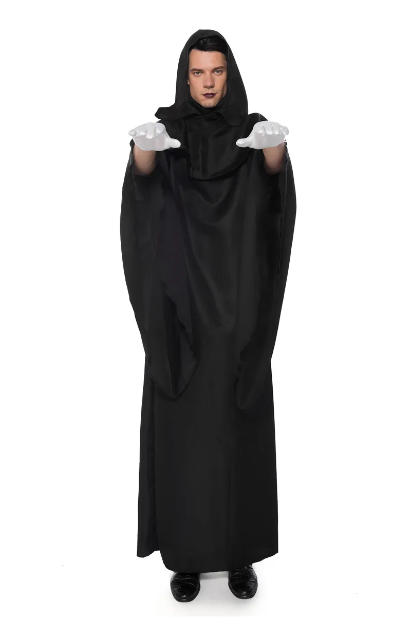 Halloween Evil Wizard Costume Long Hooded Robe Cloak Missionary Friar Priest Cosplay Costume  halloween costumes for men adult