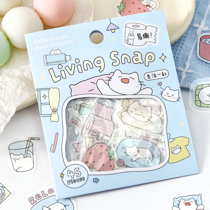 45sheets/pack Kawaii Stationery Stickers Yuanqi Xiao Daily DIY Craft Scrapbooking Album Junk Journal Happy Planner  Sticker