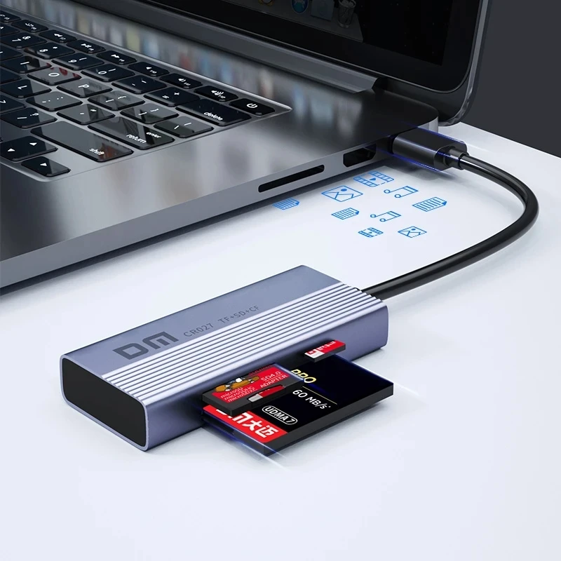 DM 3 في 1 SD/TF/CF قارئ بطاقة متعددة مع منفذ USB مناسبة لأجهزة الكمبيوتر المحمول قارئ بطاقة الذاكرة CR027