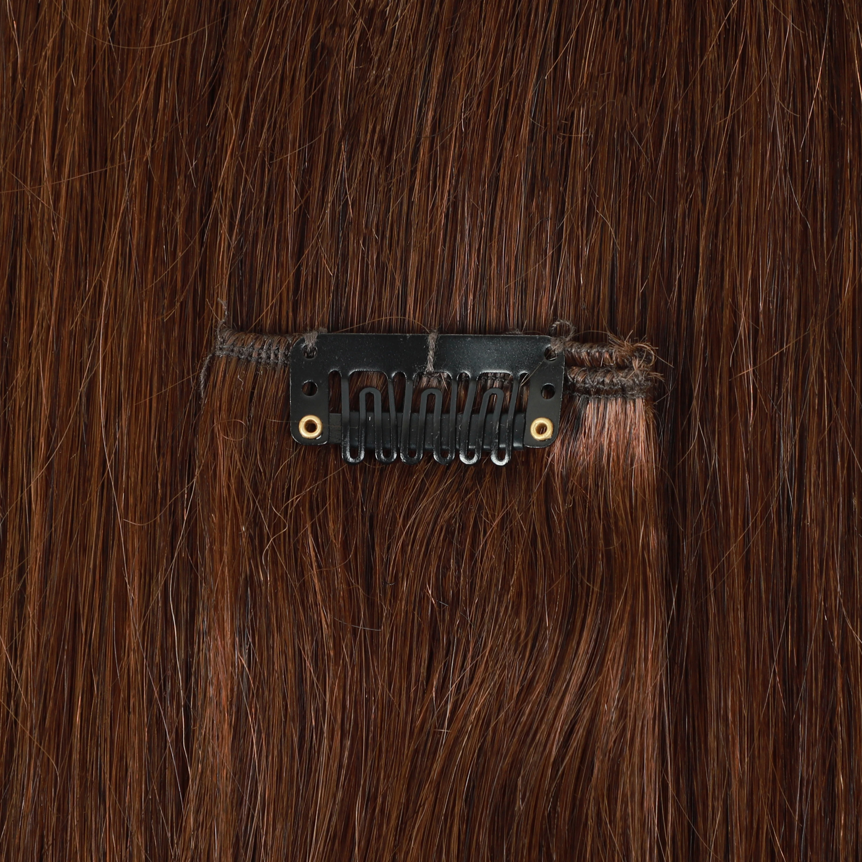 Clip marrone scuro nell'estensione dei capelli Capelli umani Estensione dei capelli naturali reali Doppia trama Testa piena 7 pezzi Clip Ins per aggiungere volume