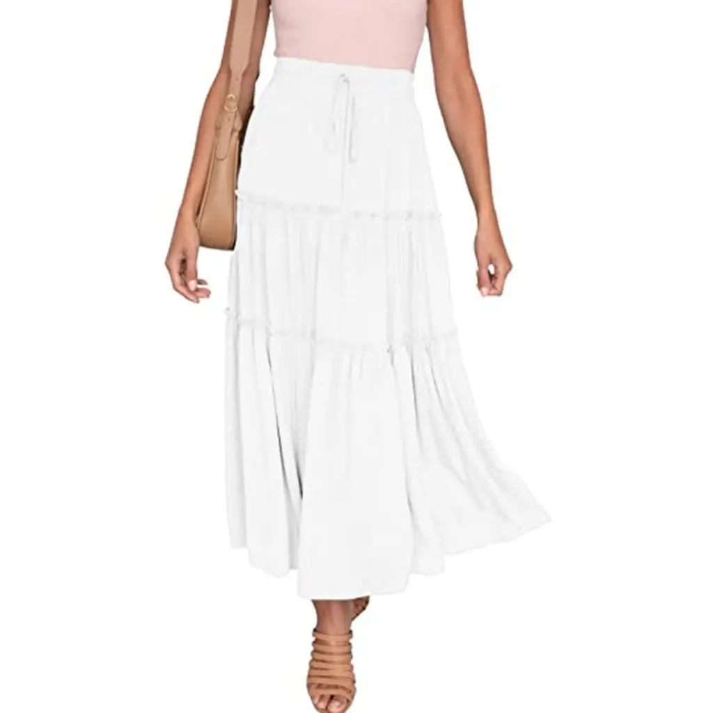 Women's High Waist Mid-length Bohemian A-line Dress Pleated Floating Skirt European And American Style