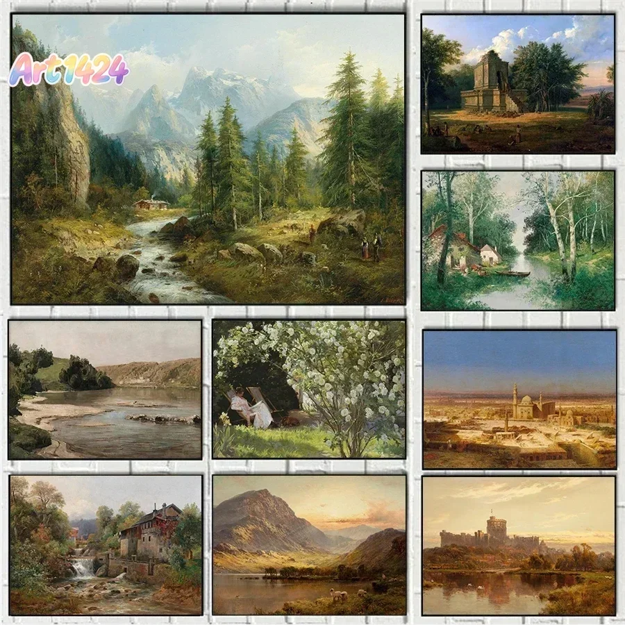 Rural Natural Landscape Forest Wheat Field Spring And Autumn Classical Poster Canvas Paintings Wall Art Pictures Home Decor