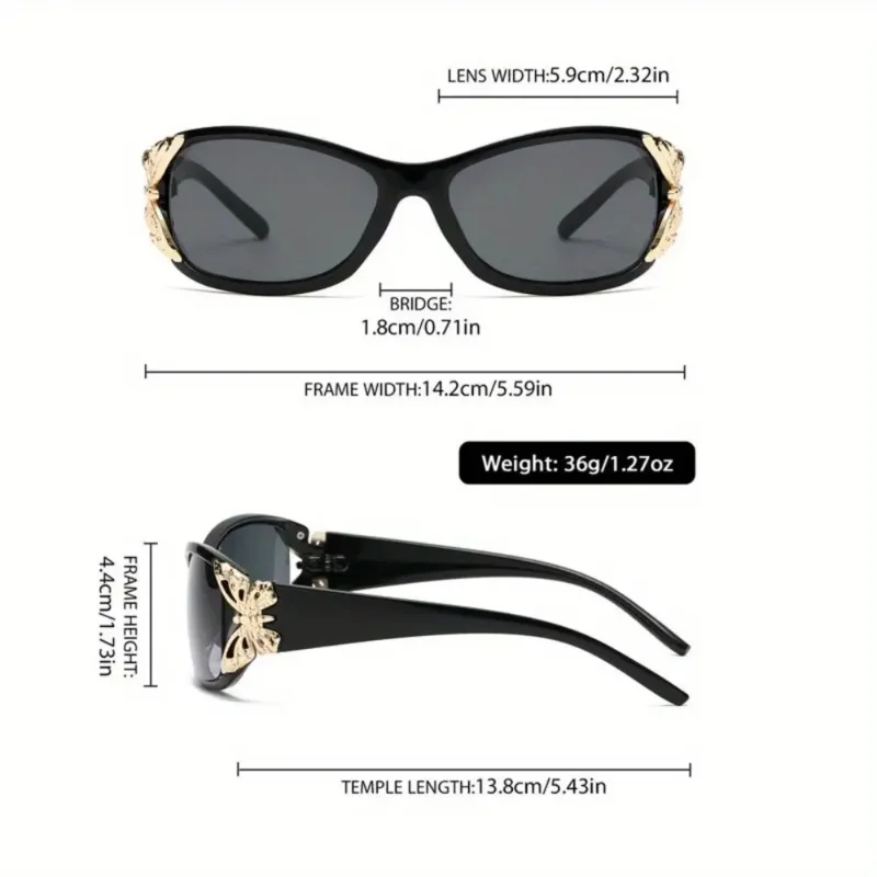 قطعة واحدة من الديكور على شكل فراشة، للجنسين، نظارات شمسية عتيقة ملفوفة للحفلات أنيقة وملابس يجب اقتناؤها
