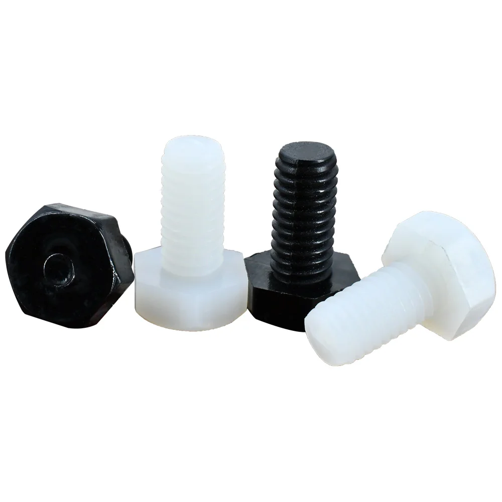 M3 M4 M5 M6 M8 M10 M12 Black White Nylon External-Hex Head Screws Plastic Insulated Outer Hexagon Electrical Resistance Bolt