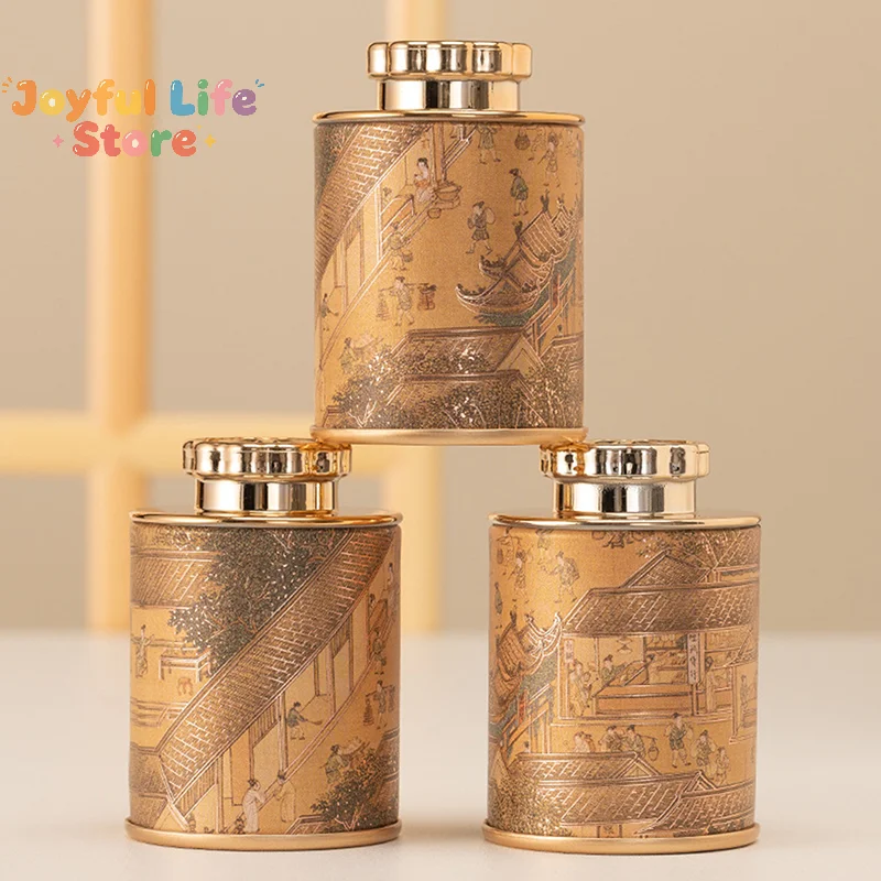 Hot NEW Mini Empty Tea Tin Can Household Green Black Tea Sealed Jar Portable Travel Small Tea Packaging Box Paper Storage Can