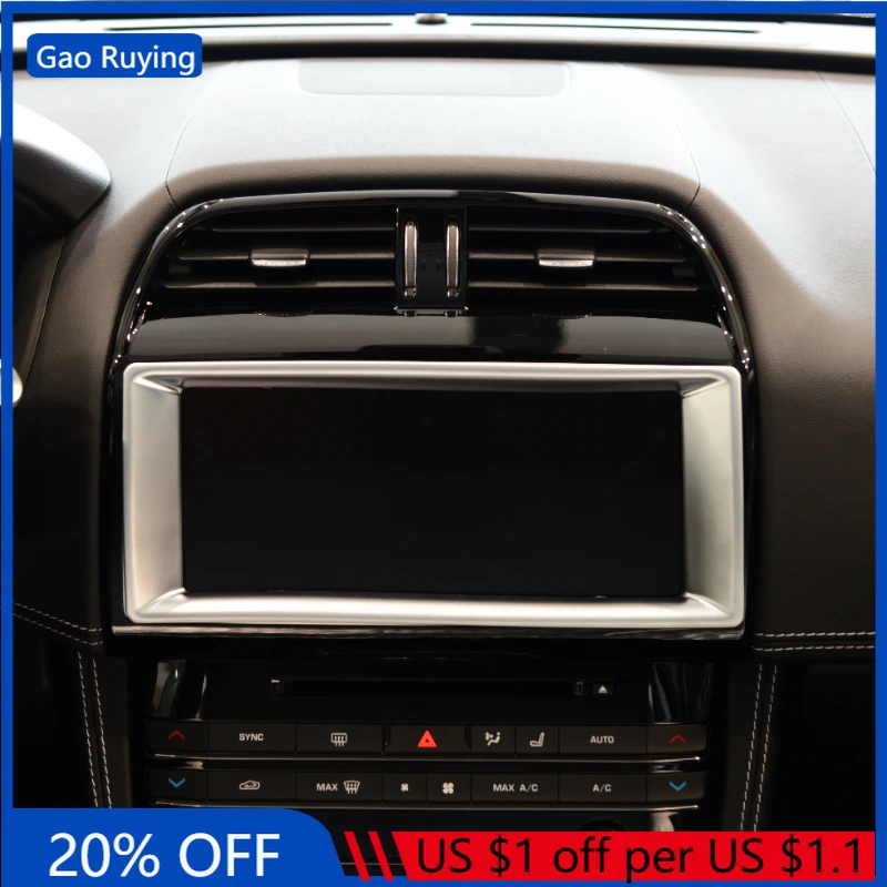 

For Jaguar F-Pace 2016 ABS Silver Car Dashboard Navigation Screen Frame Cover Trim Interior Car Accessories