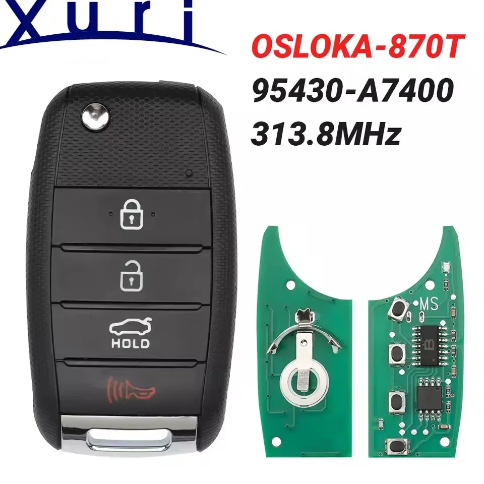 

Xuri OSLOKA-870T (YD-TP) Remote Flip Car Key 313.8MHz NO Chip For Kia Forte 2013-2016 95430-A7400 Auto Fob Control HYN14R