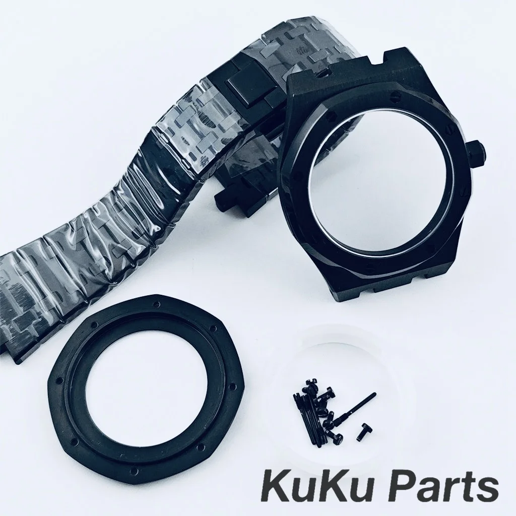 

Корпус для часов PVD Black NH35, 41 мм, с сапфировым стеклом, запчасти для механизмов NH34, NH35, NH36, прозрачная задняя крышка, корпус для часов AP.