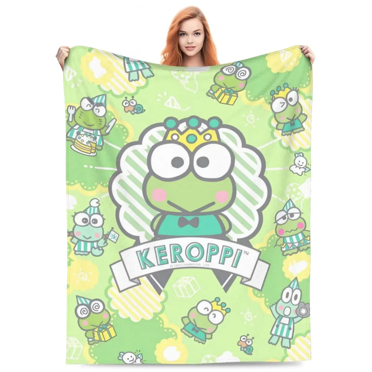 Keroppi Big-Eyed Frog Blanket Quality Super Soft Throw Blanket Winter Picnic Bedroom Novelty Bedspread