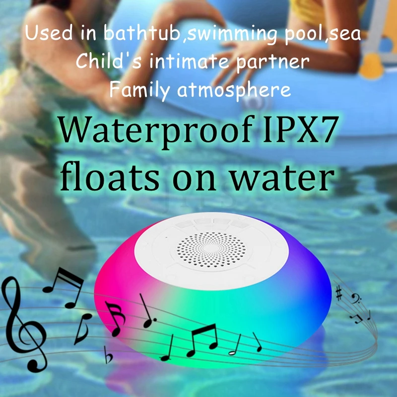 Waterproof Shower speaker Bluetooth Bathroom FM Radio RGB 5W TWS Bluetooth speakers box with Microphone Folat on Water/Pool/Bath