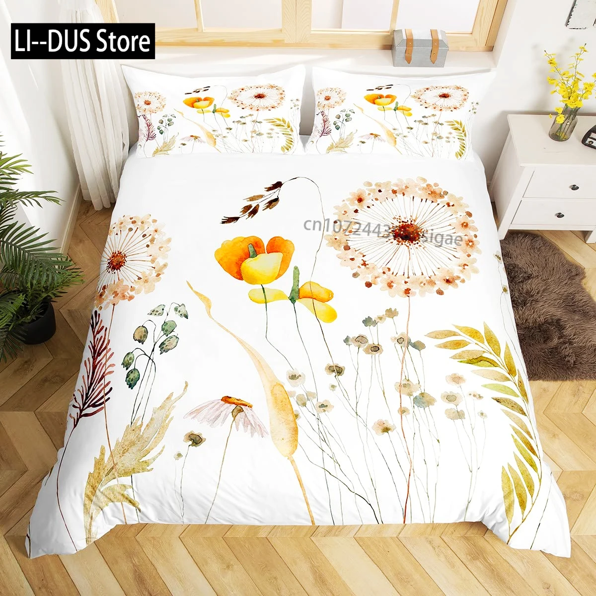 Colorful Dandelion Duvet Cover Full Size, Bedding Set 3pcs for Kids Girls Woman Adult Room Decor, Comforter Cover 2 Pillowcases
