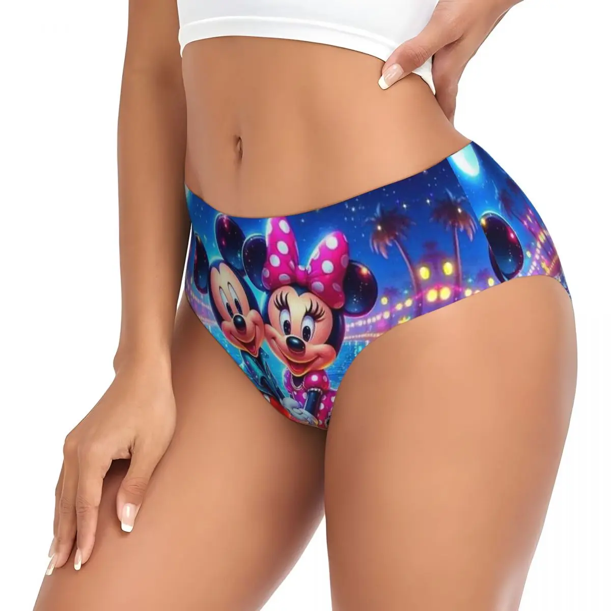 Custom Women Cartoon Minnie Animated Panties Stretch Briefs Underwear