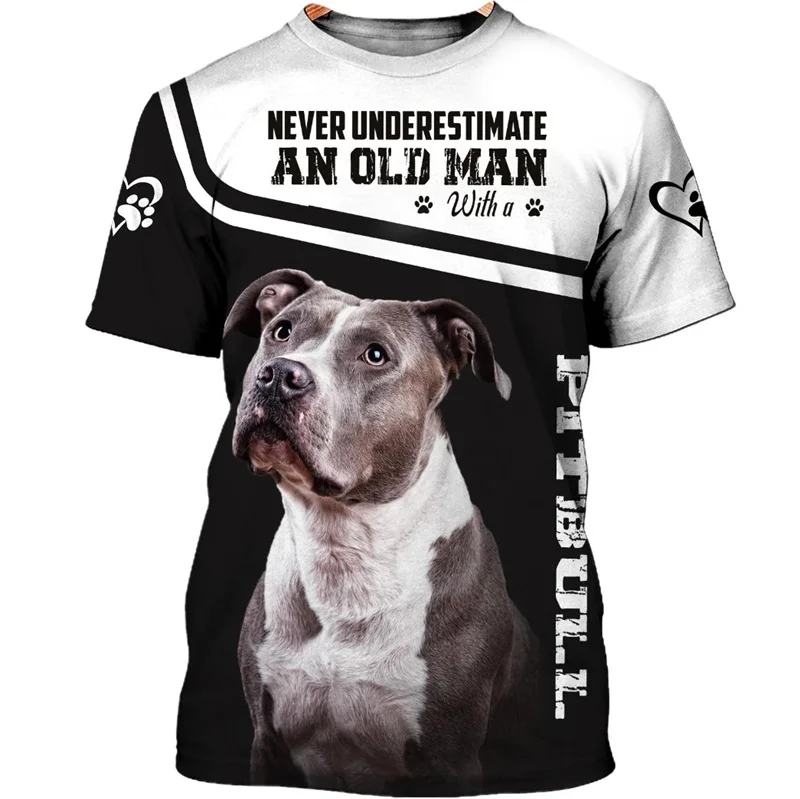 New Pitbull Graphic T Shirt for Men T-shirt 3D Dog Doggy Printed Tops Tee Shirts Womens Clothing O-Neck Funny Kids Short Sleeve