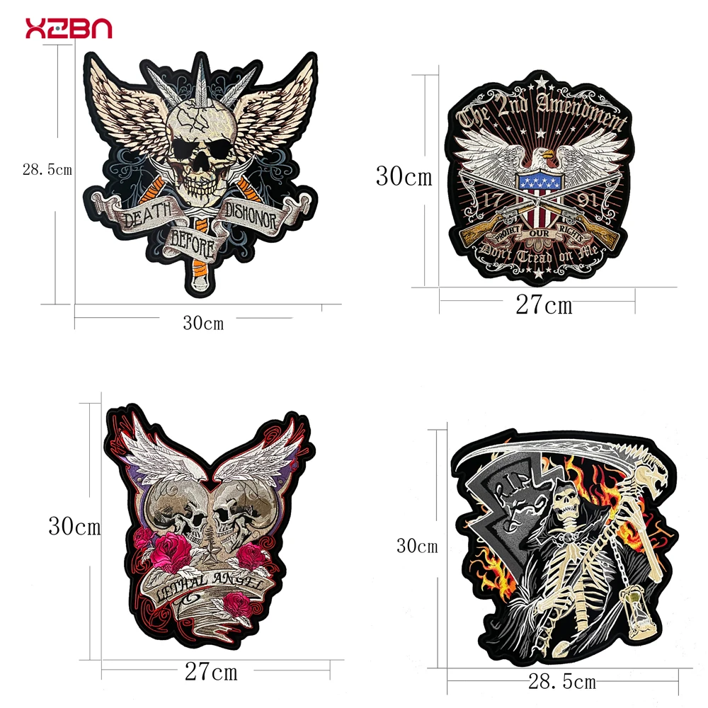 Devil Skeleton Angel Wings Large Embroidery Patch Motorcycle Knight Personalized Leather Jacket Clothing Decorative Back Glue