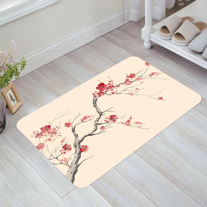 Japanese Sakura Mount Fuji Floor Mat Aesthetic Room Decoration Rugs Home Doormat Entrance Door Kitchen Rug Balcony Carpets Foot