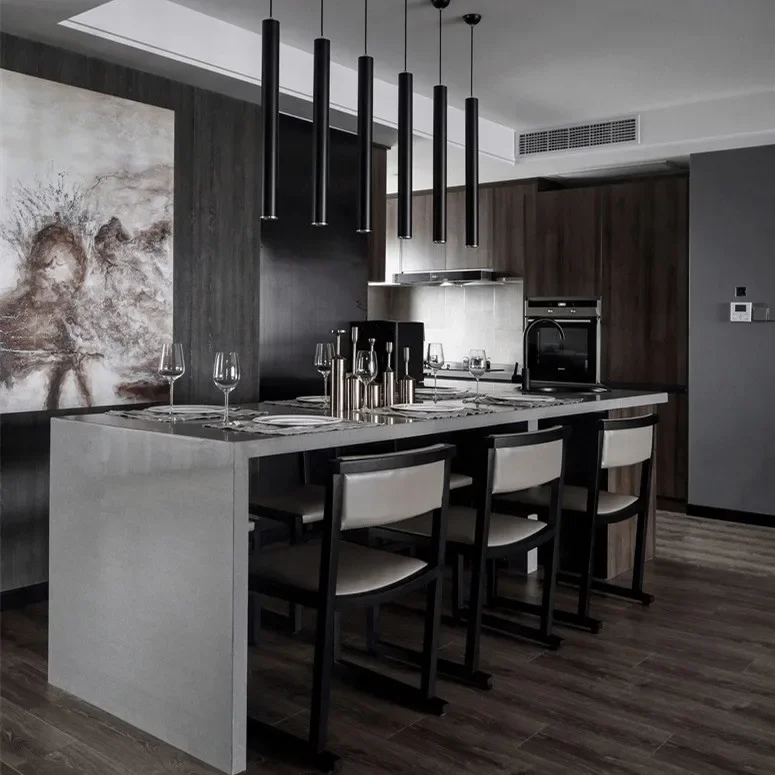 Modern Modular Kitchen Cabinet Foshan Custom Plywood Melamine Brass Featuring Marble Laminate Resin Faucet Hinge Drawer Basket