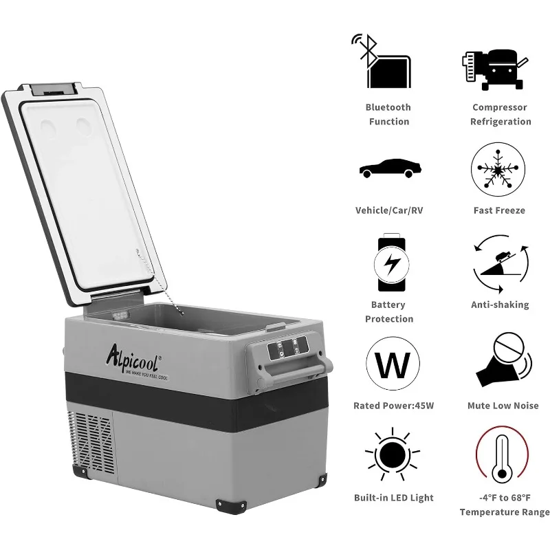 Alpicool CF45 Portable Fridge Freezer,12 Volt Car Refrigerator, 48 Quart (45 Liter) Fast Cooling 12V Fridge -4℉~68℉