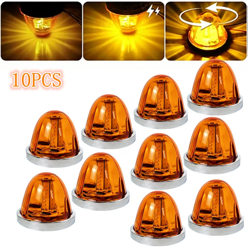 10PCS Multifunctional LED Truck Lorry Light Always-on/ Strobe/Rotating Glow Lights Watermelon Lamp Emergency Marker Lighting
