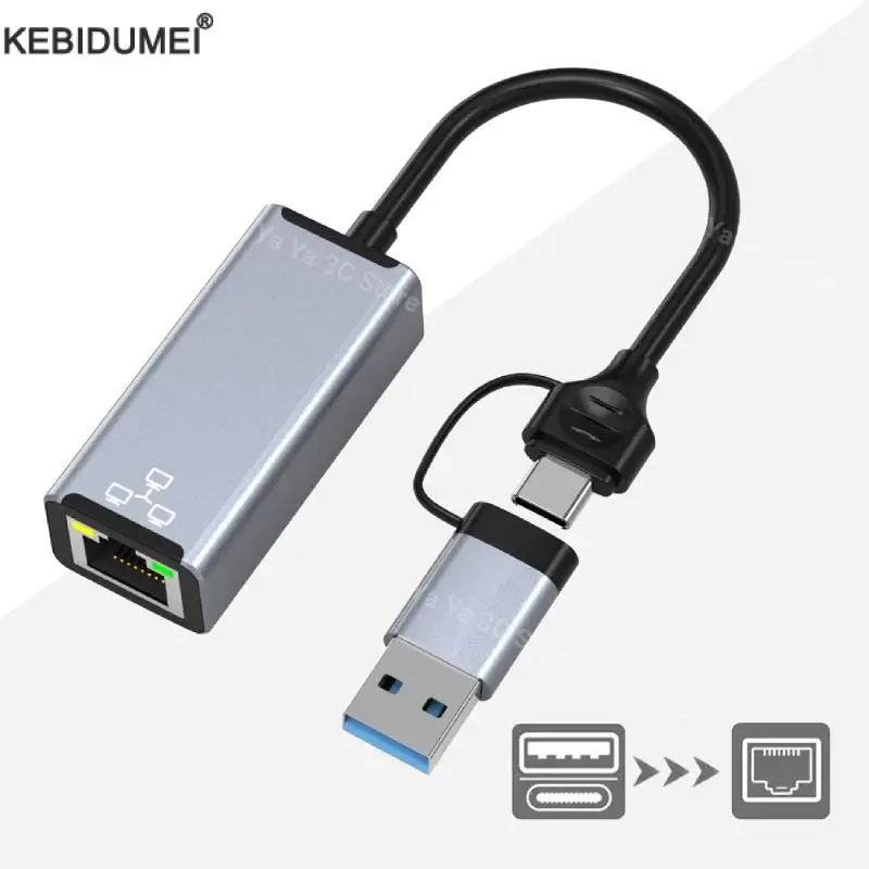 100/1000Mbps Network Card Wired USB 3.0/Type-C To Rj45 Lan Ethernet Adapter Gigabit Hub for PC Macbook Windows Laptop Drive Free