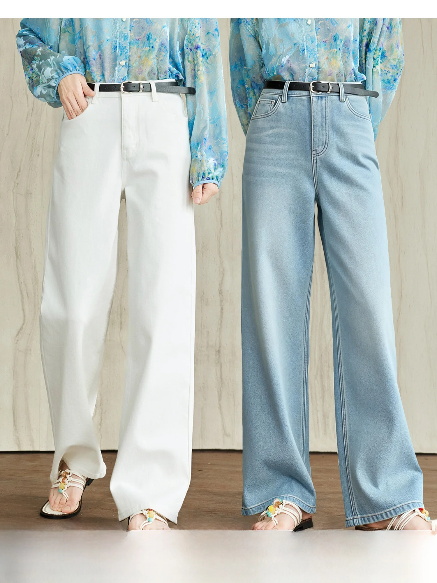 

Classic Straight Leg Denim Jeans Women's Spring Cotton Lycra Four-way Stretch Long Velvet Combed Cotton Commute Sle High Waist