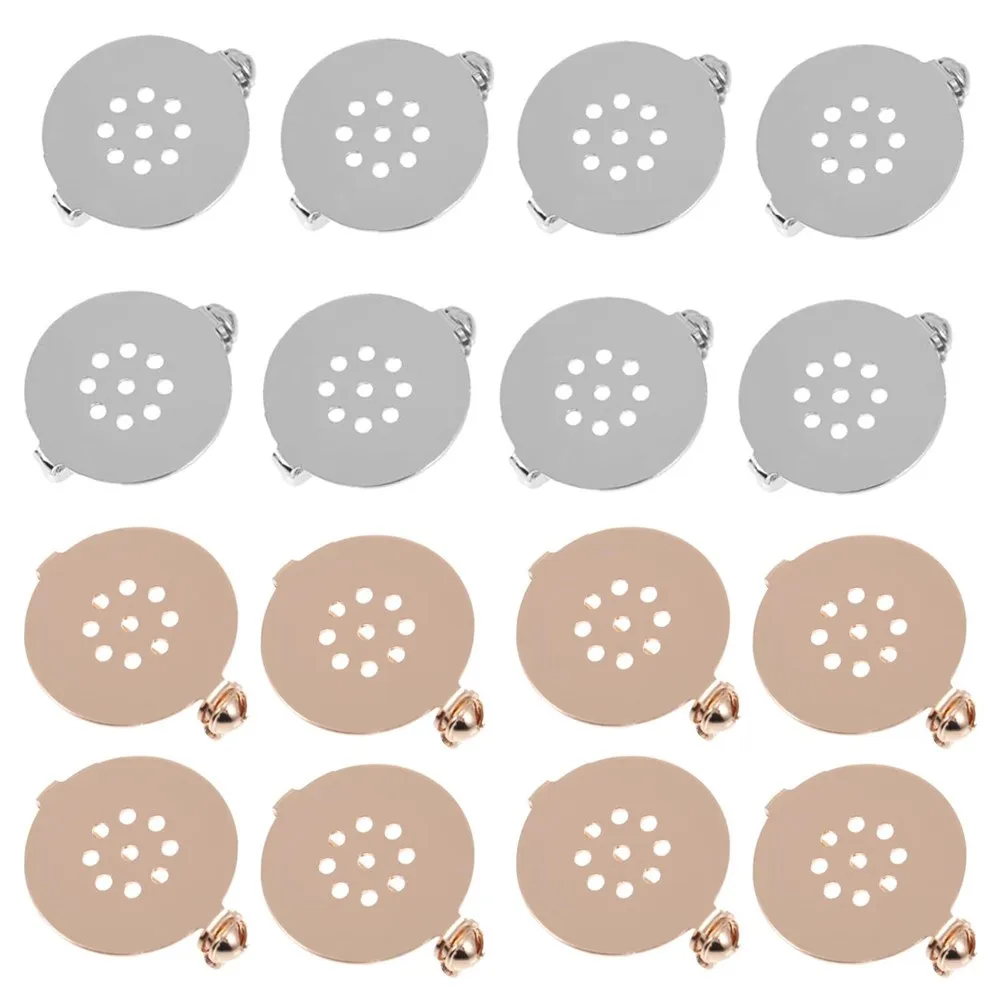 10pcs/Lot Flat Brooch Base With Bead Position Round Blank Tray Settings For DIY Safety Pin Jewelry Making Accessories Supplies