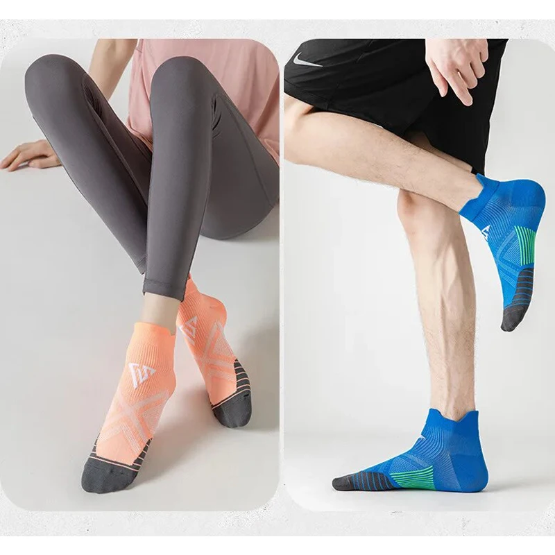 3 Pasang Kaus Kaki Lari Profesional Kaus Kaki Pergelangan Kaki Marathon Pria Wanita Kaus Kaki Pendek Bersepeda Olahraga Menyerap Keringat