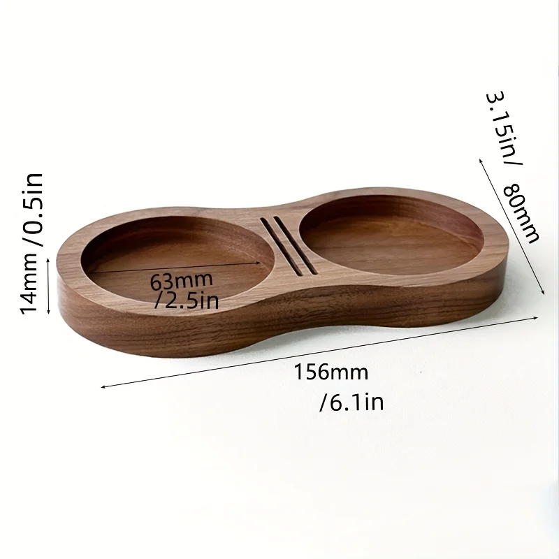 Solid wood storage board for coffee tamper and coffee supplies: Walnut wood powder tamper storage board