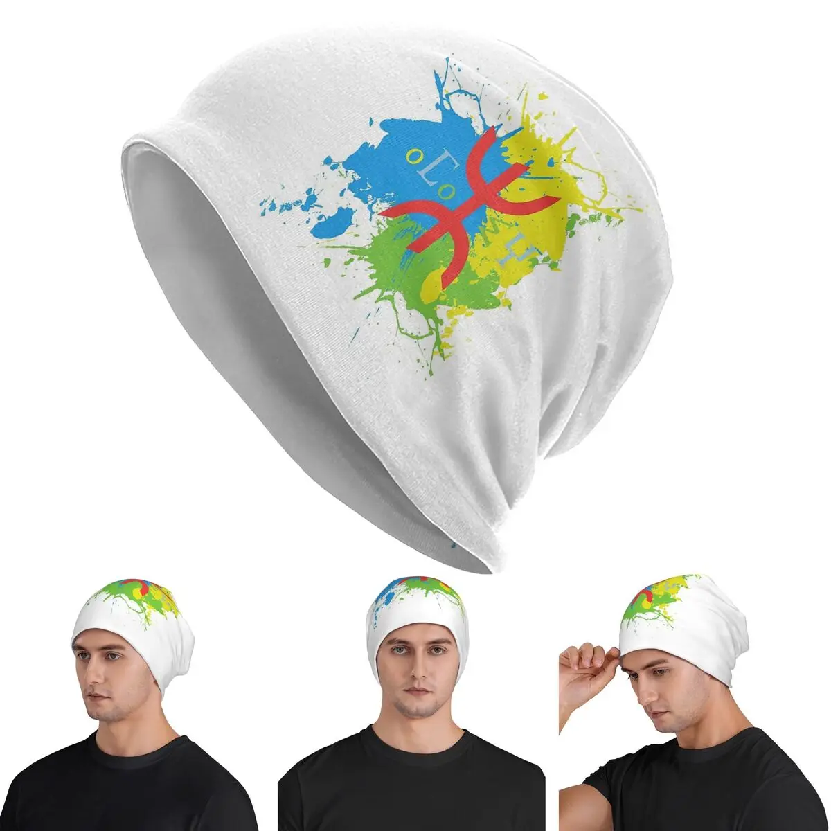 

Amazigh Flag Berber Flag Skullies Beanies Hats Warm Autumn Winter Outdoor Cap Knitted Bonnet Caps for Men Women Adult
