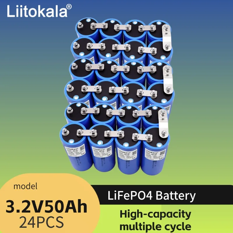 

24pcs 3.2V 50Ah 60145 LiFePO4 Battery for 12V 24V 36v Off Grid Solar Energy Car Golf Cart Camping Trip